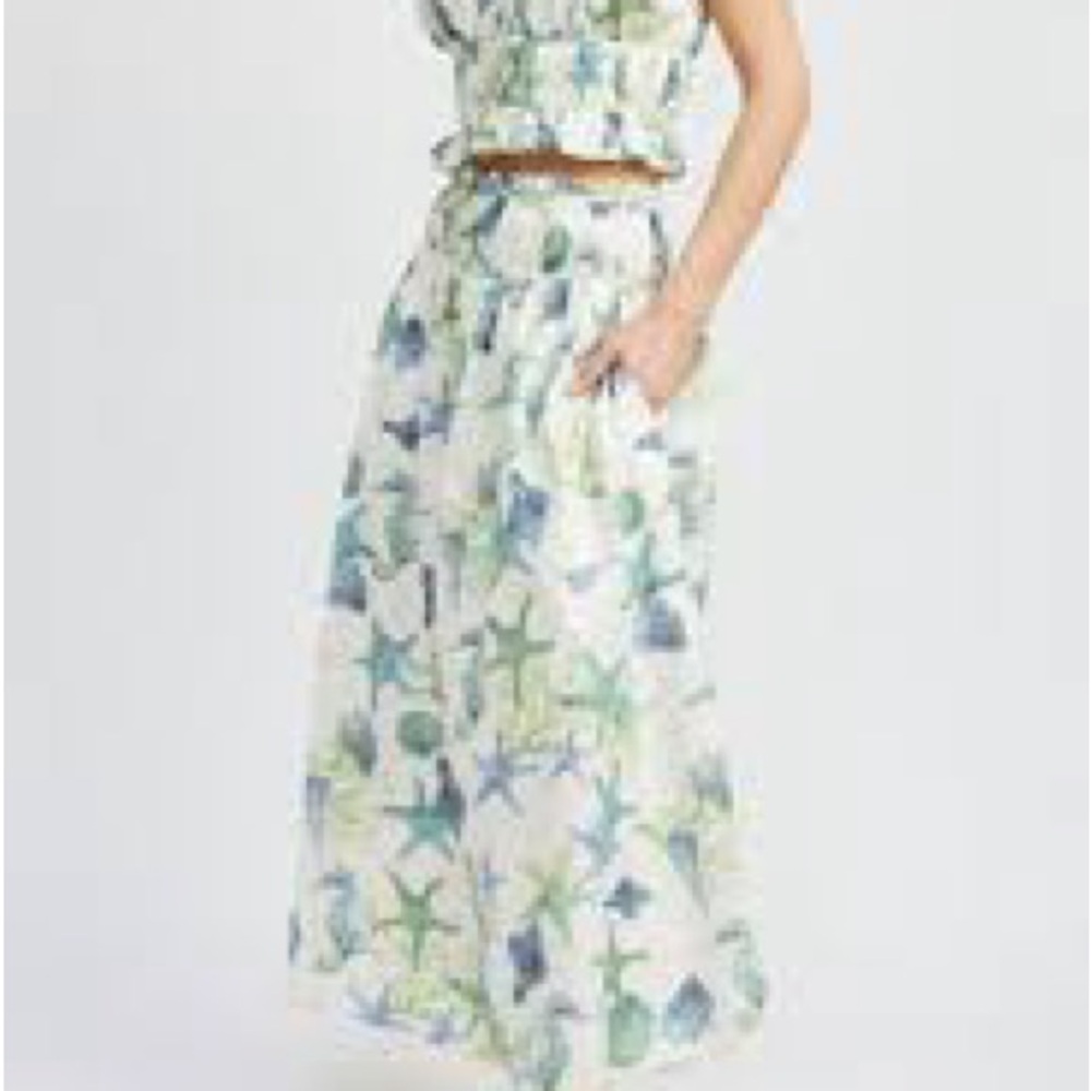 En Saison Floral Maxi Skirt - Green and Blue